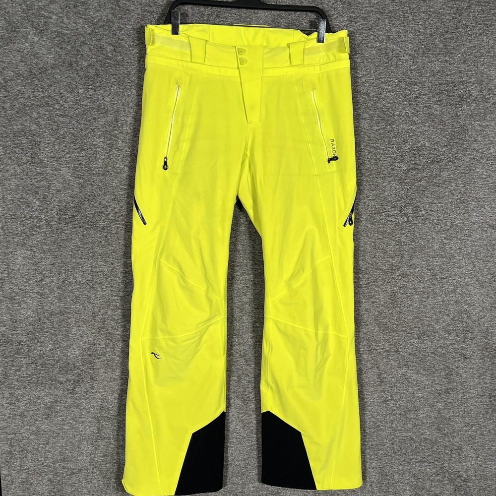 Kjus‎ Razor Ski Pants Mens 50 Yellow Dermizax Thinsulate Insulated Waterproof